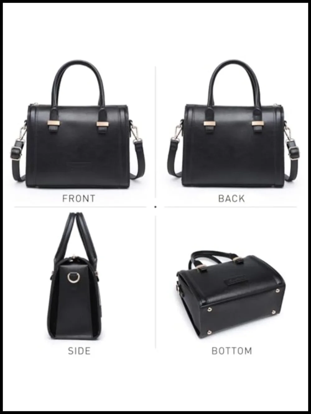 Faux Leather Patent Satchel Bag Top Handle Shoulder Purse Women